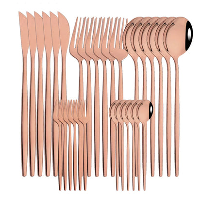 LuxeTone 30 Piece Colourful Stainless Steel Cutlery Set