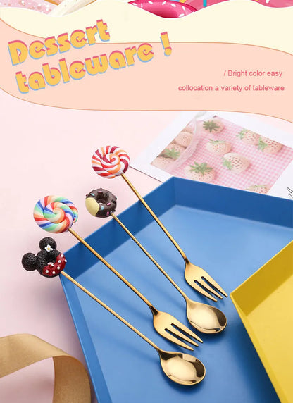 Artisan Sweet Treat Spoons Rainbow Dessert Fork & Spoon Gift Set