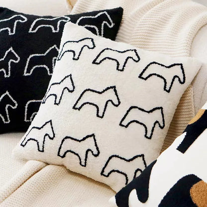 ScandiSnug Cute Embroidered Animal Cushion Cover