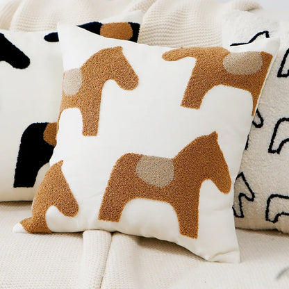 ScandiSnug Cute Embroidered Animal Cushion Cover