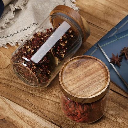 Glass Storage Jar with Airtight Wooden Lid