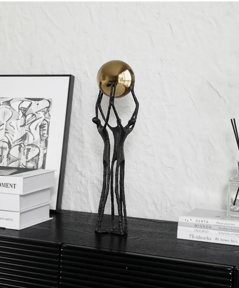 Golden Strength Sculpture  | Elegant Abstract Ornament