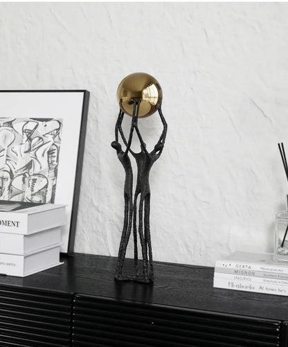 Golden Strength Sculpture  | Elegant Abstract Ornament
