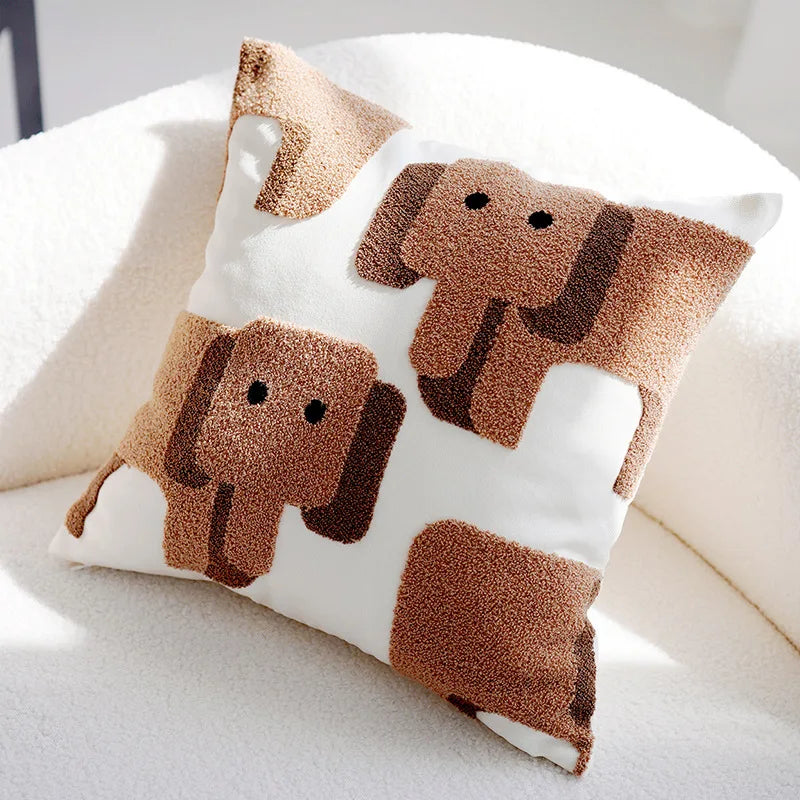 ScandiSnug Cute Embroidered Animal Cushion Cover