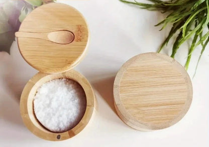 Bamboo Condiment Bowl & Storage Pot with magnetic Lid