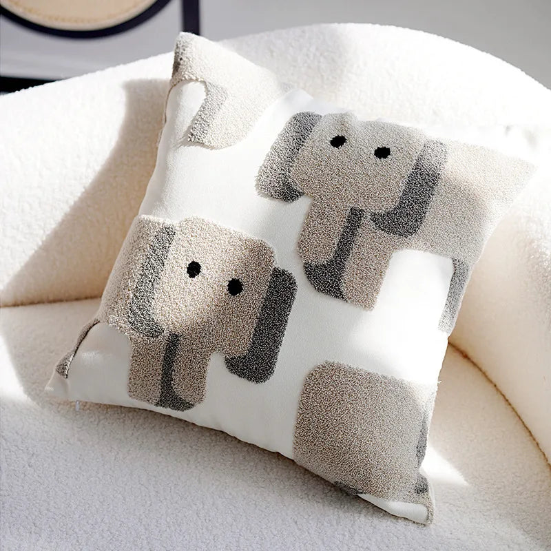 ScandiSnug Cute Embroidered Animal Cushion Cover
