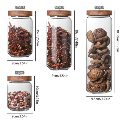 Glass Storage Jar with Airtight Wooden Lid