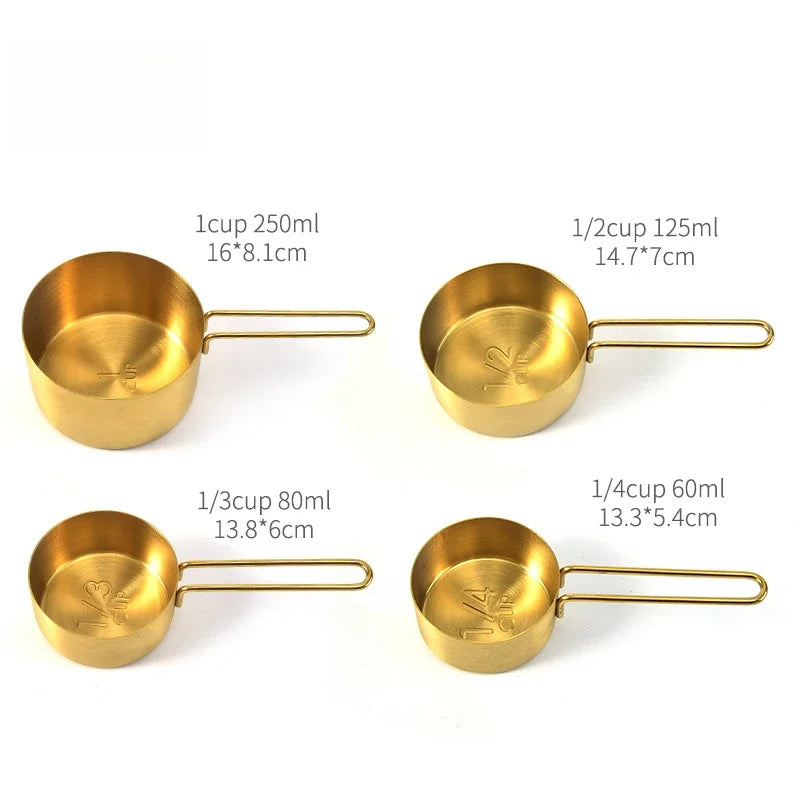 Golden Measure Premium Stainless Steel Cups & Spoons Set