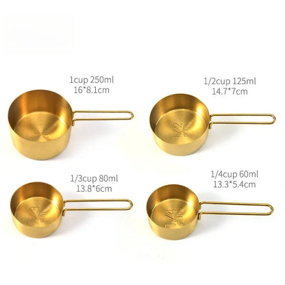 Golden Measure Premium Stainless Steel Cups & Spoons Set
