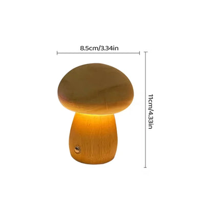 NuaGlow  Wooden Mushroom Nightlight with Touch Dimming (Rechargeable)