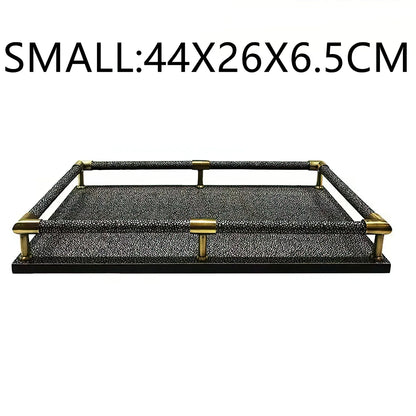 FjordForm  Nordic Leather Handle Tray for Serving  & Home Organisation