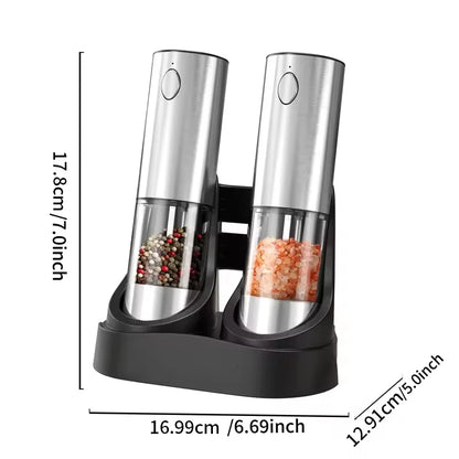 Luxe Electric Seasoning Set – Sleek Salt & Pepper Grinders with Charging Base