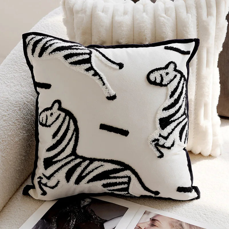 ScandiSnug Cute Embroidered Animal Cushion Cover