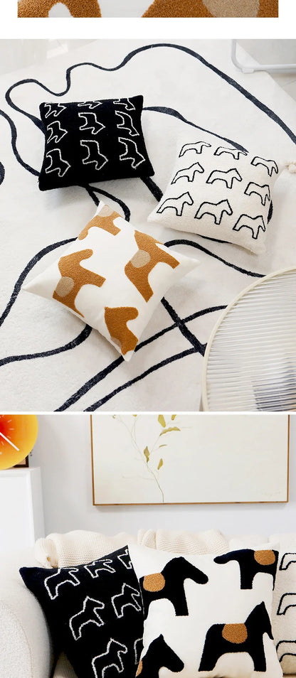 ScandiSnug Cute Embroidered Animal Cushion Cover