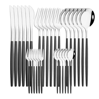 LuxeTone 30 Piece Colourful Stainless Steel Cutlery Set
