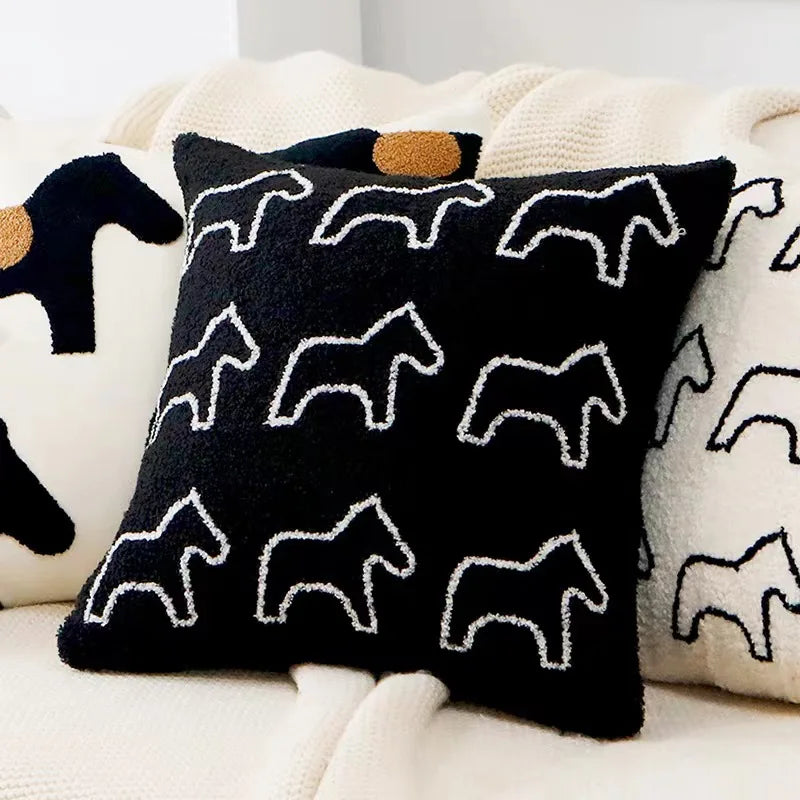 ScandiSnug Cute Embroidered Animal Cushion Cover