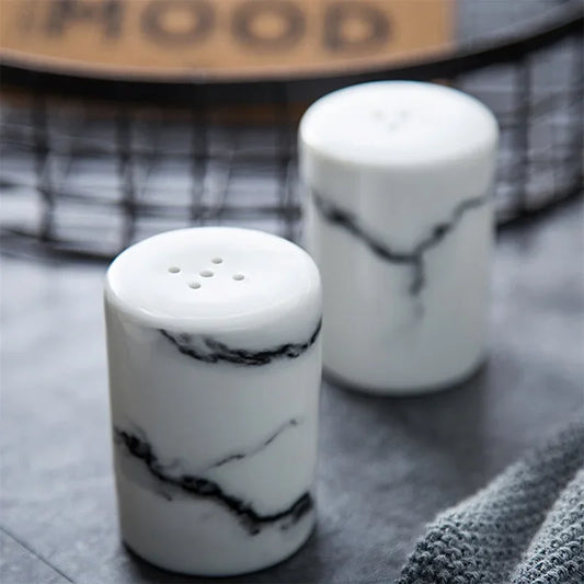 Nordic Marble Effect  Stylish Ceramic  Salt & Pepper Containers