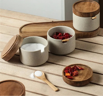 Japanese Ceramic Spice Jar & Condiment Set