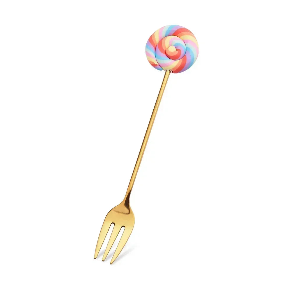Artisan Sweet Treat Spoons Rainbow Dessert Fork & Spoon Gift Set