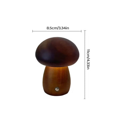 NuaGlow  Wooden Mushroom Nightlight with Touch Dimming (Rechargeable)