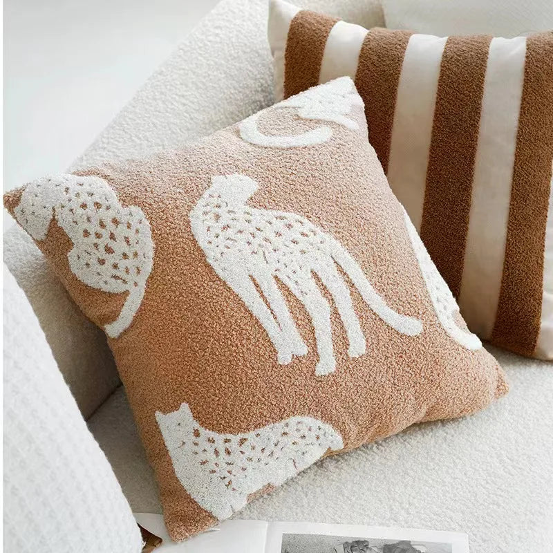 ScandiSnug Cute Embroidered Animal Cushion Cover