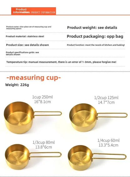 Golden Measure Premium Stainless Steel Cups & Spoons Set