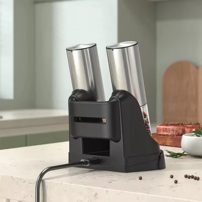 Luxe Electric Seasoning Set – Sleek Salt & Pepper Grinders with Charging Base