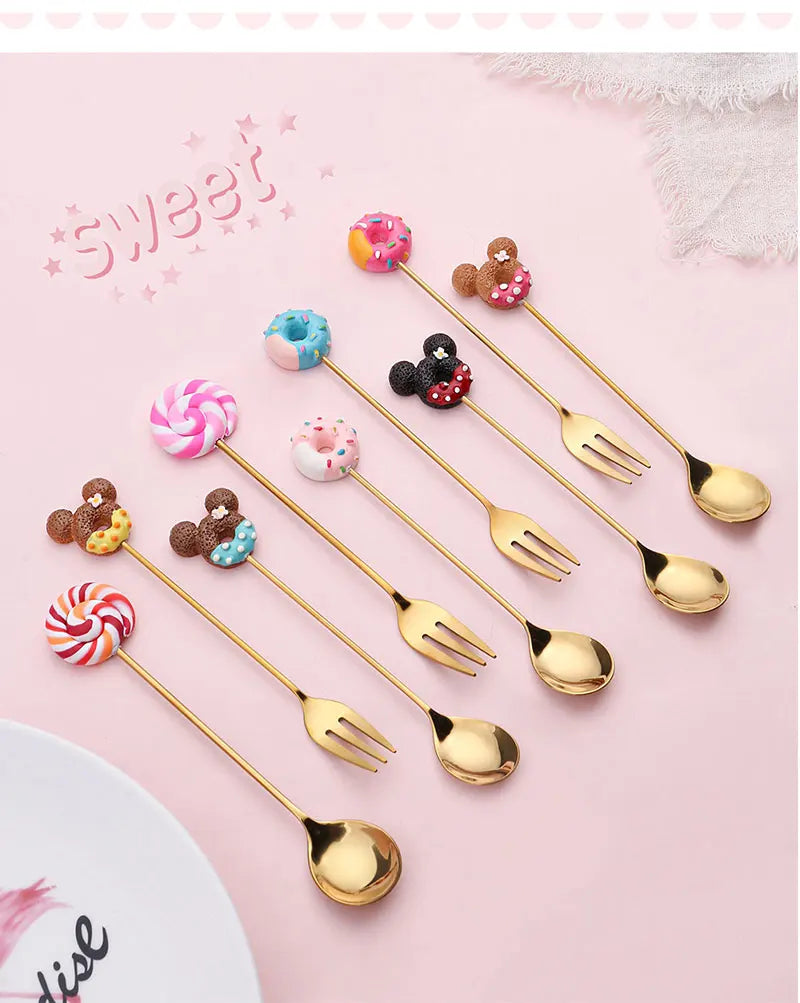 Artisan Sweet Treat Spoons Rainbow Dessert Fork & Spoon Gift Set