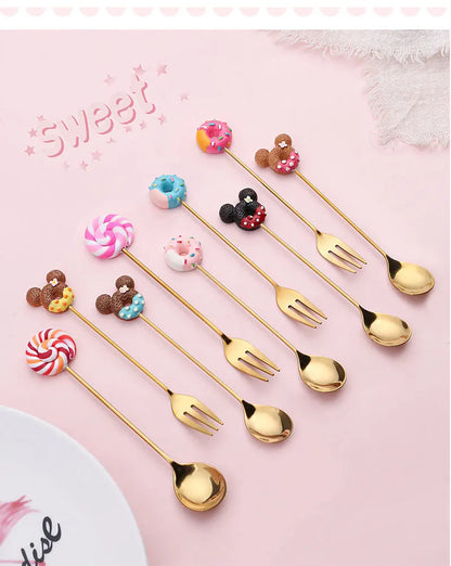Artisan Sweet Treat Spoons Rainbow Dessert Fork & Spoon Gift Set