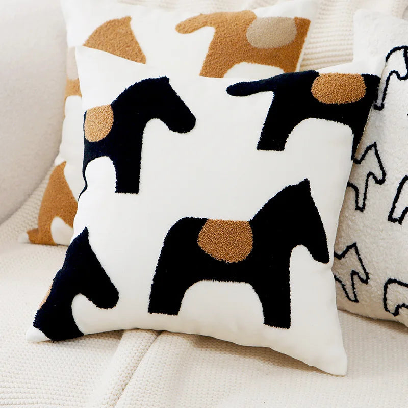 ScandiSnug Cute Embroidered Animal Cushion Cover