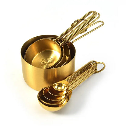 Golden Measure Premium Stainless Steel Cups & Spoons Set