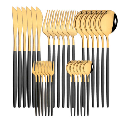 LuxeTone 30 Piece Colourful Stainless Steel Cutlery Set