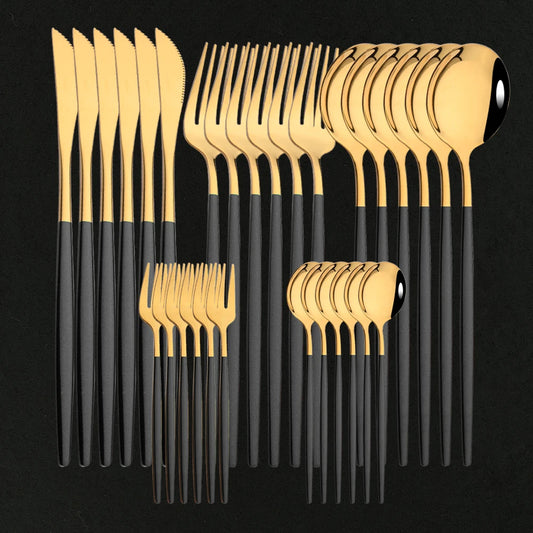 LuxeTone 30 Piece Colourful Stainless Steel Cutlery Set
