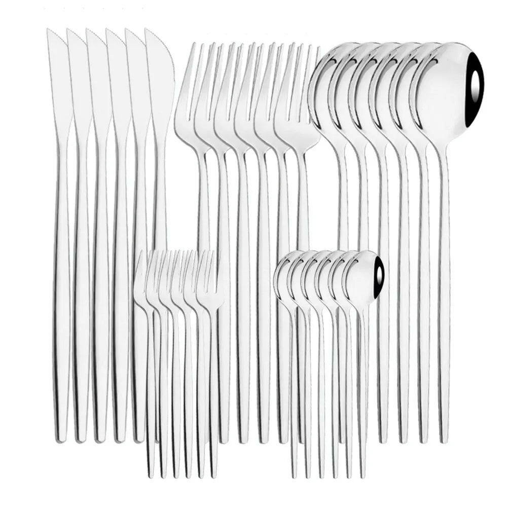 LuxeTone 30 Piece Colourful Stainless Steel Cutlery Set