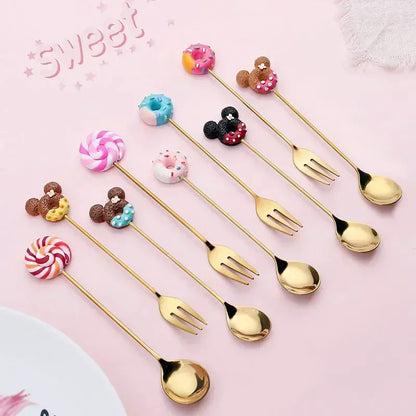Artisan Sweet Treat Spoons Rainbow Dessert Fork & Spoon Gift Set