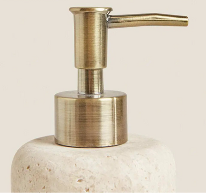 SoleilStone Natural Travertine Soap & Lotion Dispenser with Gold Pump