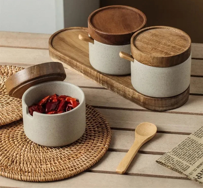Japanese Ceramic Spice Jar & Condiment Set