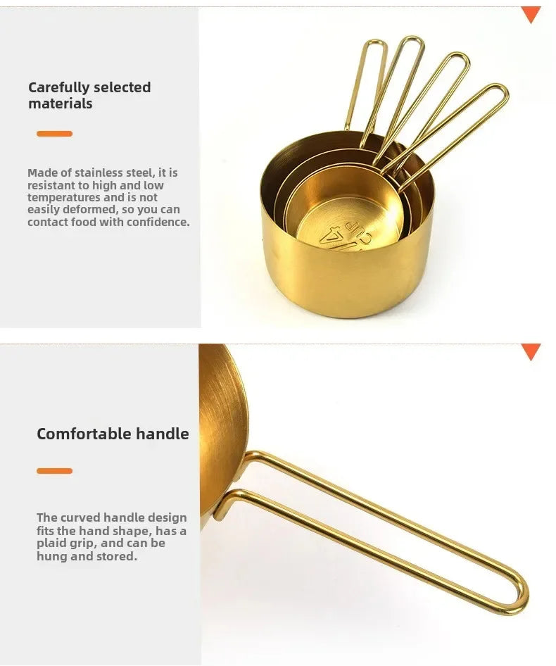 Golden Measure Premium Stainless Steel Cups & Spoons Set