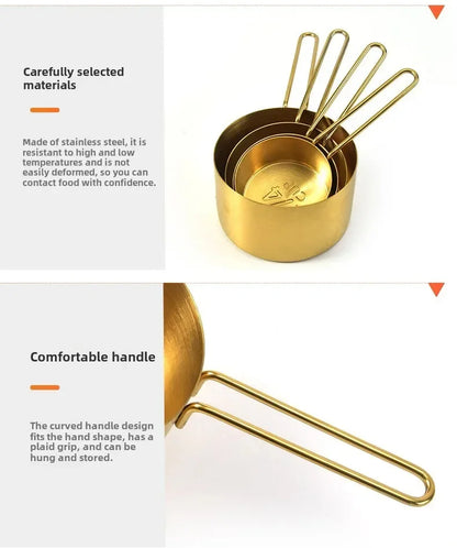 Golden Measure Premium Stainless Steel Cups & Spoons Set