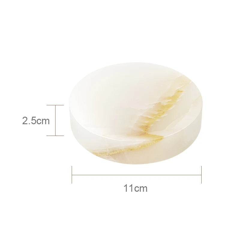 SereneStone Collection Natural White Onyx Marble Bathroom Set items with Gold and Silver Accents