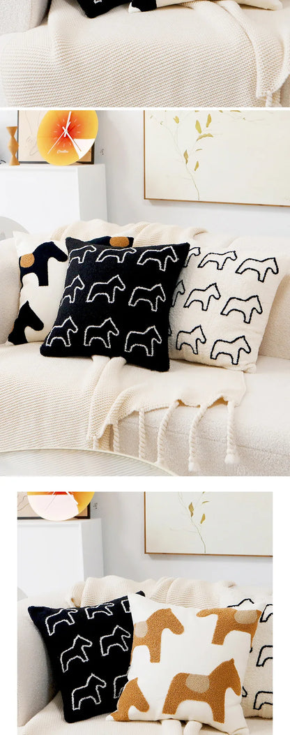 ScandiSnug Cute Embroidered Animal Cushion Cover