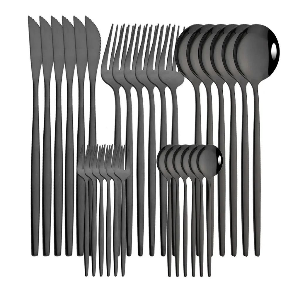 LuxeTone 30 Piece Colourful Stainless Steel Cutlery Set