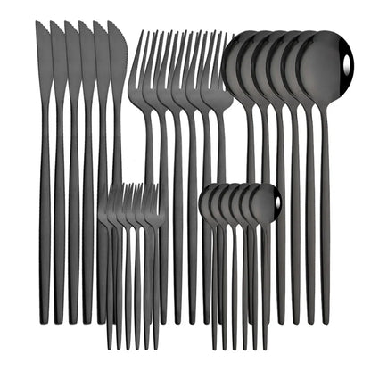 LuxeTone 30 Piece Colourful Stainless Steel Cutlery Set