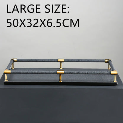 FjordForm  Nordic Leather Handle Tray for Serving  & Home Organisation