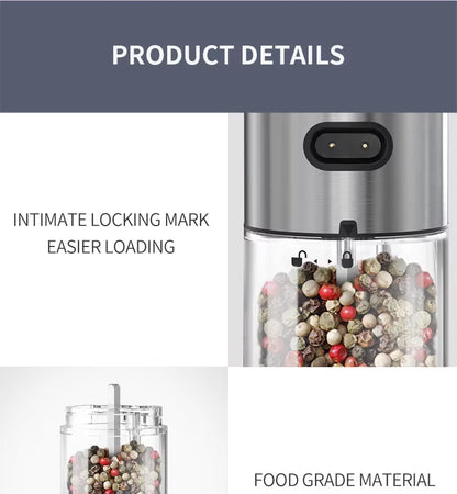 Luxe Electric Seasoning Set – Sleek Salt & Pepper Grinders with Charging Base