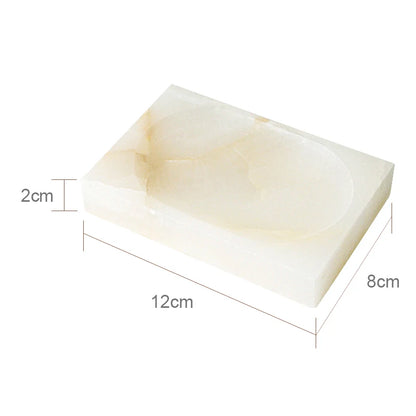 SereneStone Collection Natural White Onyx Marble Bathroom Set items with Gold and Silver Accents