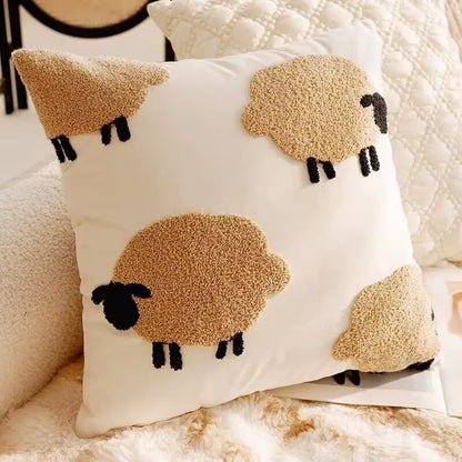 ScandiSnug Cute Embroidered Animal Cushion Cover