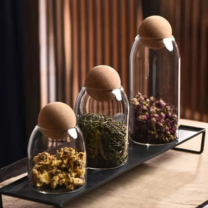 Orbica Trio – Decorative Glass Jar Set with Round Cork Tops