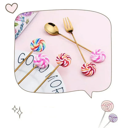 Artisan Sweet Treat Spoons Rainbow Dessert Fork & Spoon Gift Set