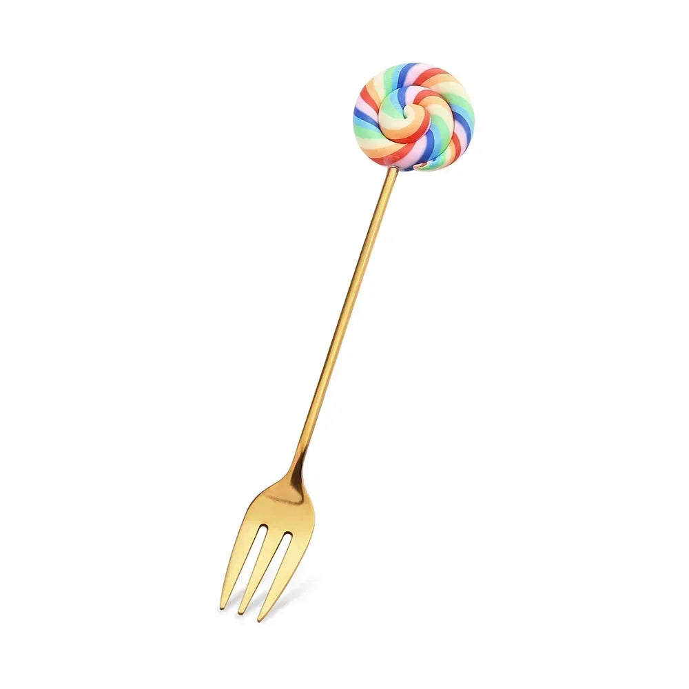 Artisan Sweet Treat Spoons Rainbow Dessert Fork & Spoon Gift Set